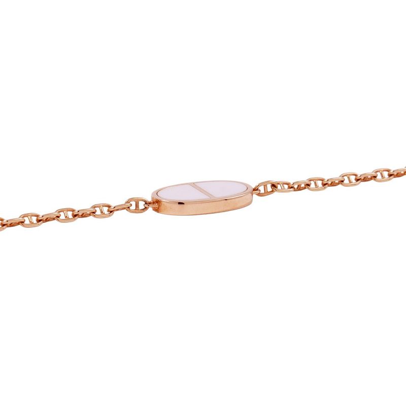 Hermes Bracelet Chaine D'ancre Verso 18K Pink Gold White Ceramic