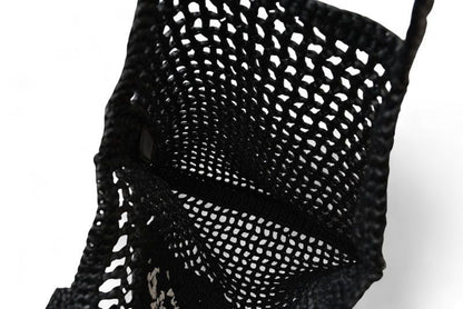 Prada Tote Prada Bag Logo Raffia Cago Black White 1bg393