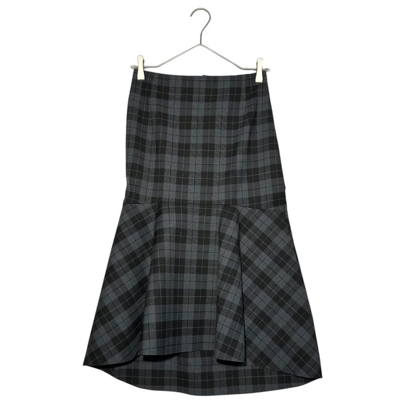 Balenciaga 19ss Plaid Draping Skirt Checked 3d Cut Skirt 34(xs) Gray×black