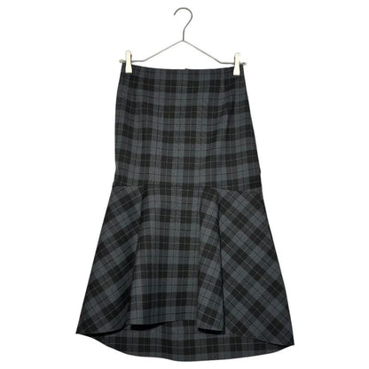 Balenciaga 19ss Plaid Draping Skirt Checked 3d Cut Skirt 34(xs) Gray×black