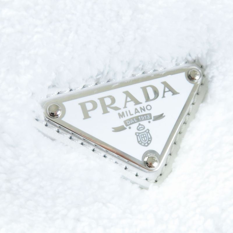 Prada 1bg130 Spugna Bianco NERO Terry Tote Bag White Black TU Storage With Bag