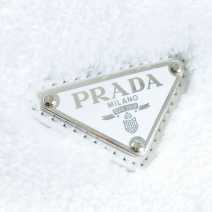 Prada 1bg130 Spugna Bianco NERO Terry Tote Bag White Black TU Storage With Bag