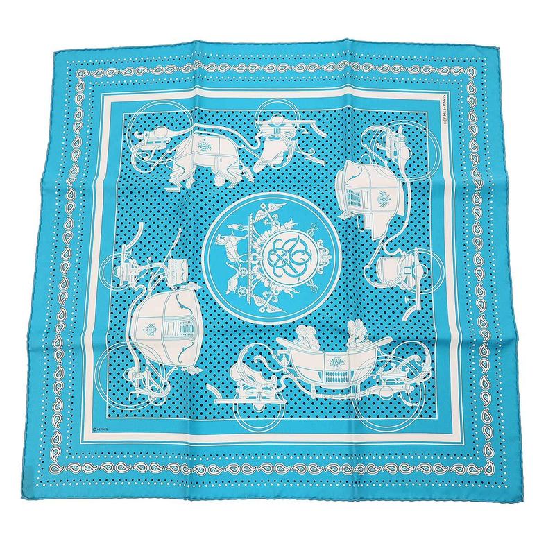 Hermes Carré 55 Ex-Libris Turquoise Ex-Libris Turquoise Silk Scarf Blue
