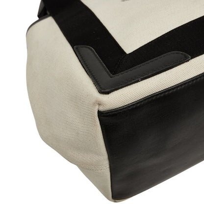 Balenciaga Navy Cabas Small 339933 Beige Black Canvas Leather Women's Balenciaga