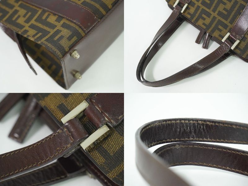 Authentic Fendi Zucca Handbag Canvas Brown Zucca Bag Pre-owned [follow-up