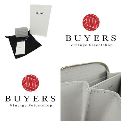 Celine 10b663bfl.08gc Compact Zipped Wallet Ccharm Calfskin Light Grey Silverhar