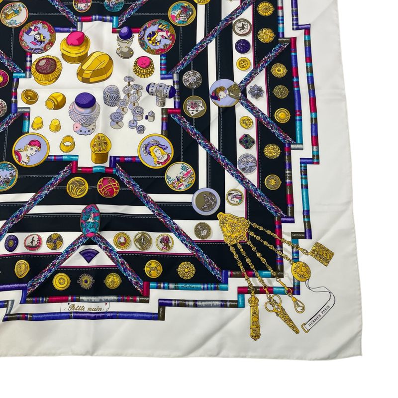 Hermes Carre 90 Pelile Main Seamstress Scarf Silk Multicolor