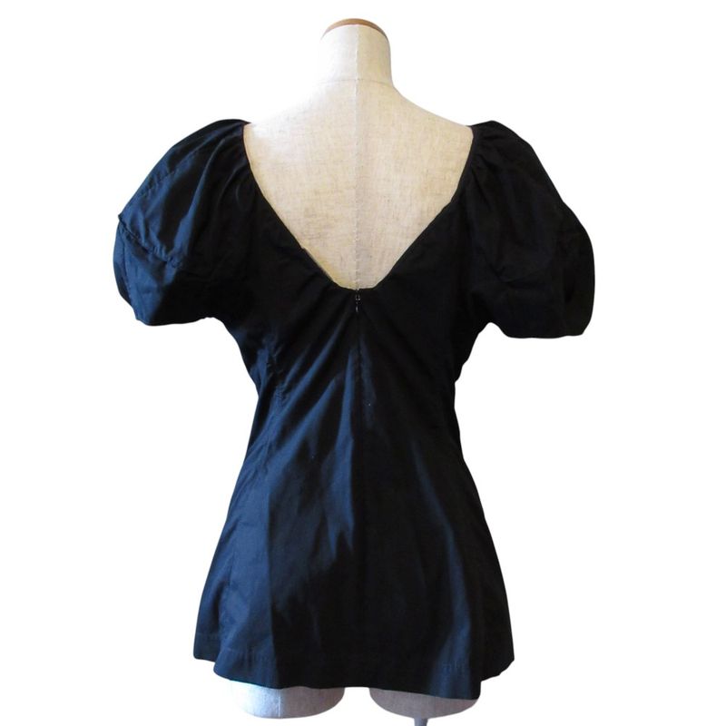 Celine Phoebe Period Short Puff Sleeves Back Zipper Blouse Cut and Sewn 36