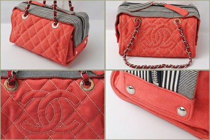 Chanel Shoulder Bag Chanel A47955 Denim Line Chain Red Navy