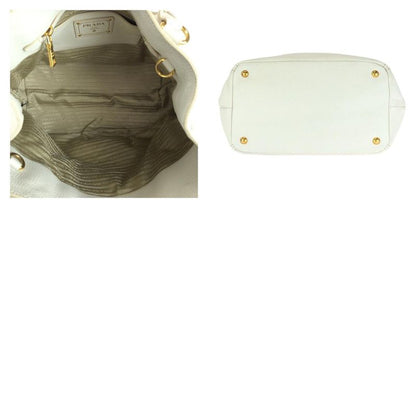 Prada Vittero Dino White Gold Hardware Leather Bn2534 Tote Handbag Women 505135