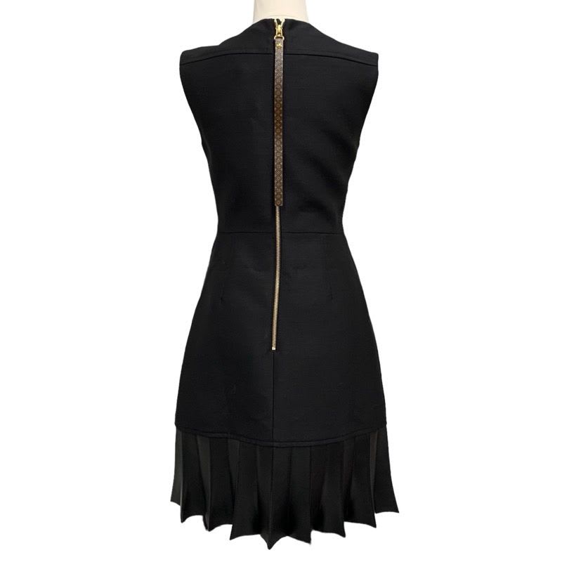 Louis Vuitton Fin Flounce Mikado Dress Sleeveless Nylon Black