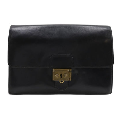 Hermes Pochette Jet Second Bag Vintage Box Calf Black 0V Men's Clutch Bag