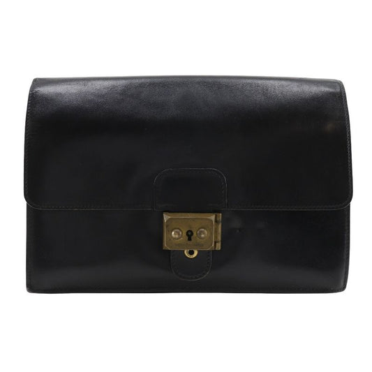 Hermes Pochette Jet Second Bag Vintage Box Calf Black 0V Men's Clutch Bag