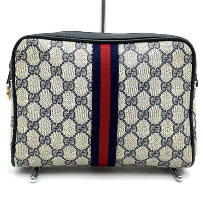 Gucci 27 004 998 Clutch Bag Second Bag Pouch GG Supreme Vintage Old Gucci Navy