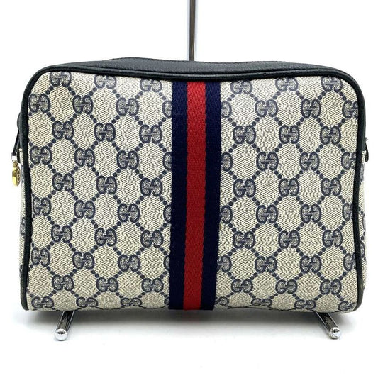 Gucci 27 004 998 Clutch Bag Second Bag Pouch GG Supreme Vintage Old Gucci Navy