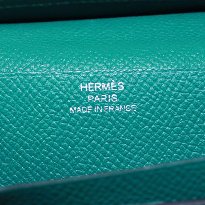 Hermes Bearn Vaux Epson Green Wallet Silver