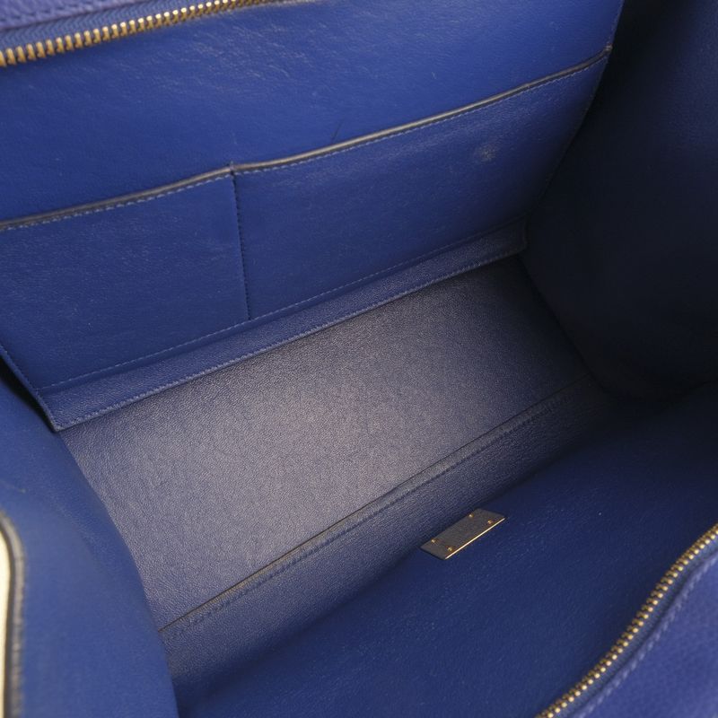 Celine Trapeze 2WAY Shoulder Calf Blue Women's Handbag