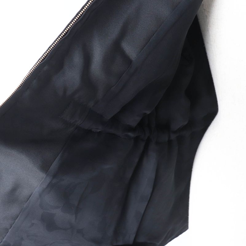 CHANEL 23B P75490 100% Silk Coco Mark Chain Design Zip Up Hoodie/jacket Black