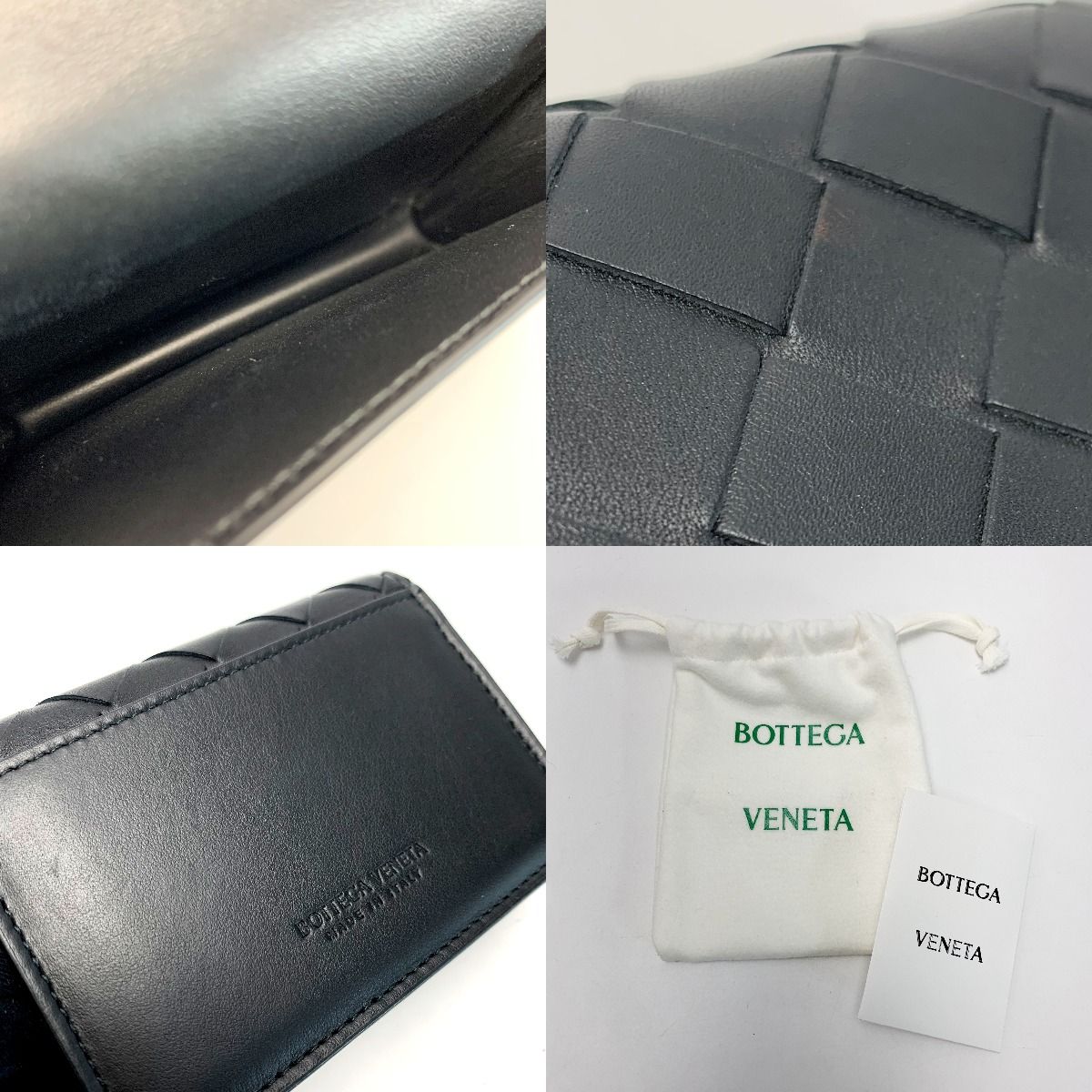 Bottega Veneta Calf Black Card Case Business Card Holder with