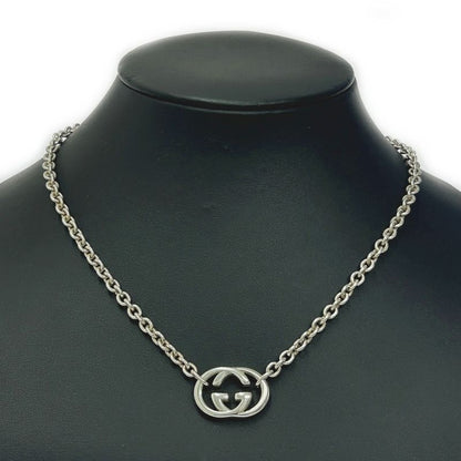 Gucci Silver Interlocking G Necklace 27.7g 925 Engraved 366825 Necklace