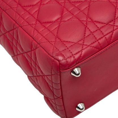 Dior Lady Dior Cannage Large Handbag Shoulder Bag 2WAY Red Leather Women's Dior