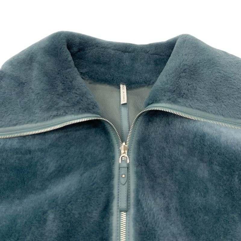 Hermes Outer Mouton Leather Green Zip Up Reversible