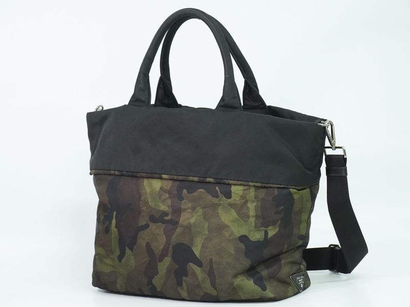 Authentic Prada Tessuto Camouflage Reversible 2WAY Shoulder Bag Handbag Nylon