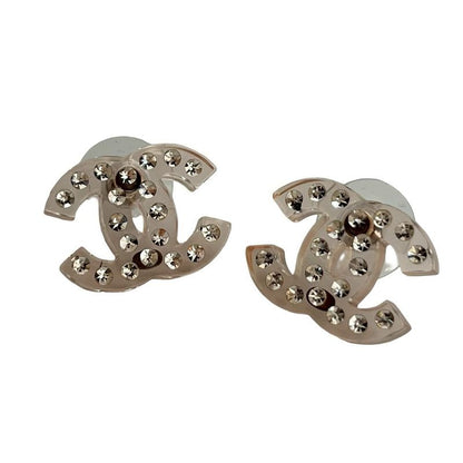 Chanel Coco Mark Plastic Rhinestone Earrings 18S
