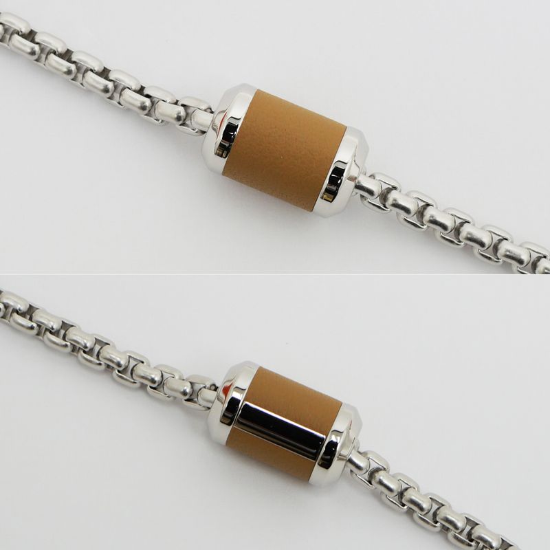 Hermes Meri Melo Necklace Buffalo Horn Metal Silver H Cube Unused