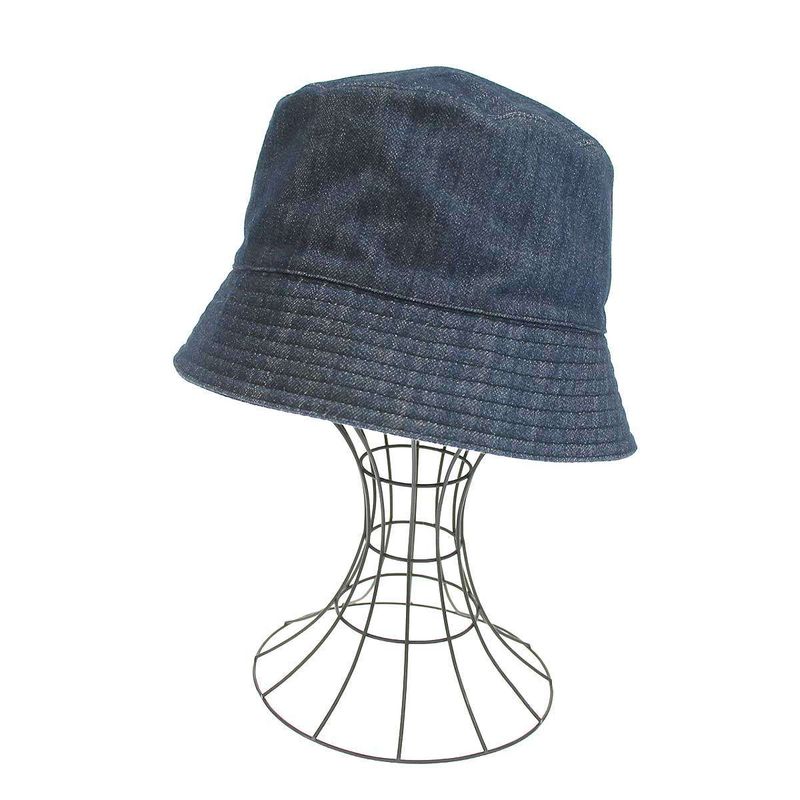 Prada Logo Plate Denim Bucket Hat 2hc137 Aj6 Indigo L