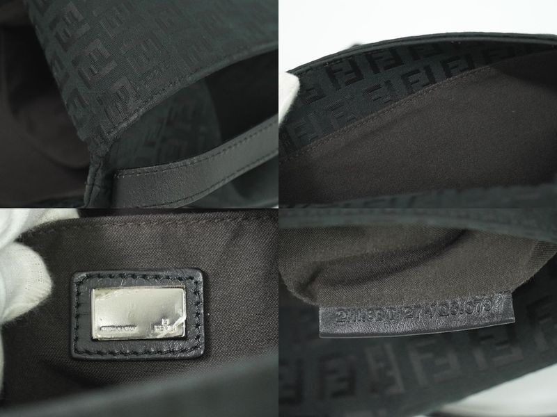 Authentic Fendi Zucchino Shoulder Bag Pochette Canvas Black 8bt127 Zucchino Bag
