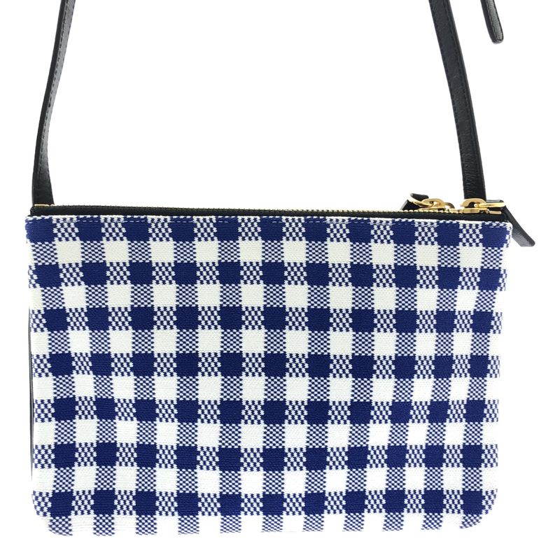 Celine - Phoebe Trio Knit And Leather Check Shoulder Bag - Cobalt Blue White -