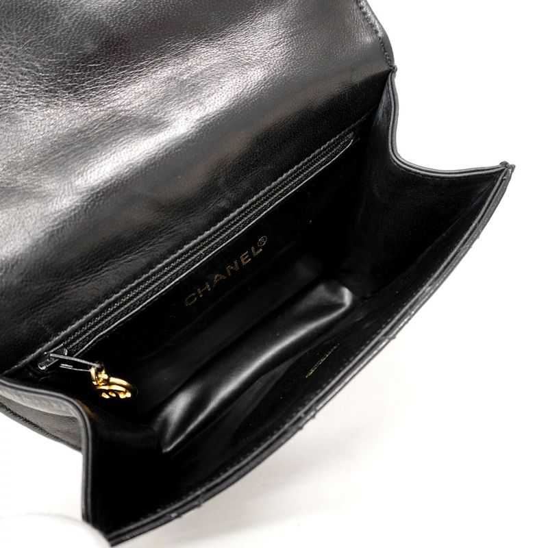 Chanel Shoulder Bag Matelasse Lambskin Black Gold Hardware Women