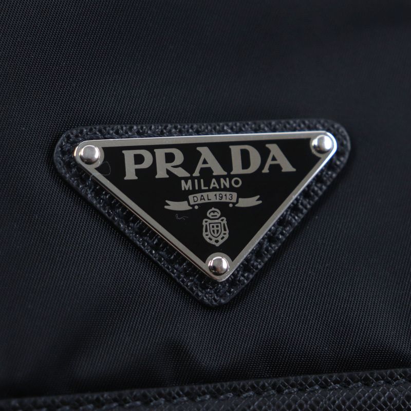 Prada 2vd034 Triangle Logo Triangle Plate With Pouch Nylon Tessuto Saffiano