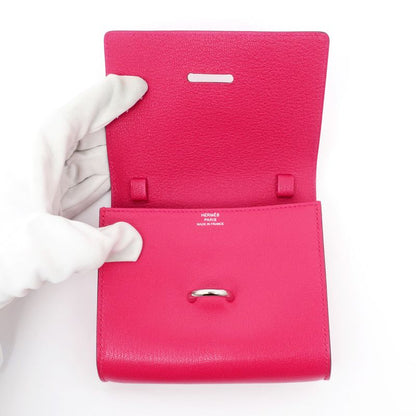 Hermes Chaine D'ancre Compact Wallet Chevre Pink Svhardware B Engraved