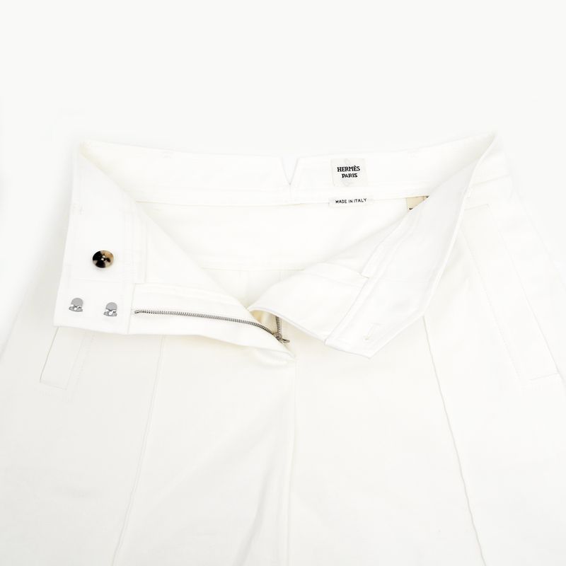 Hermes Pants White Size 38 Cotton Polyurethane Women's Apparel Women's