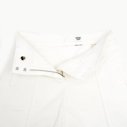 Hermes Pants White Size 38 Cotton Polyurethane Women's Apparel Women's