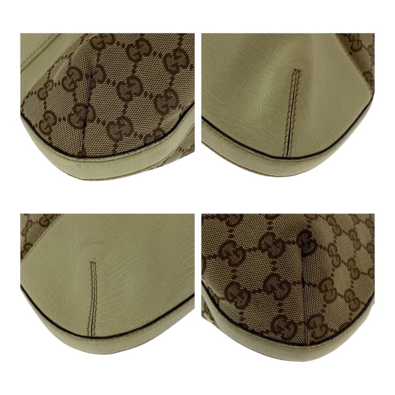 Gucci Horsebit Beige Ivory Gold Hardware GG Canvas 137386 Shoulder Bag Women