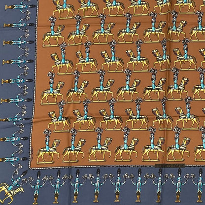 Hermes LES Artificiers Horse Carre Scarf Blue Brown Multicolor Silk Mother's