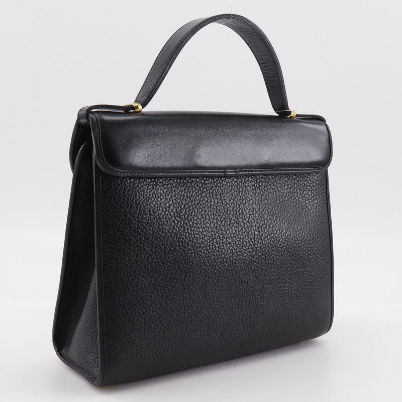 Dior Christian Dior CD Logo Vintage One Handle Calf Black Ladies Handbag