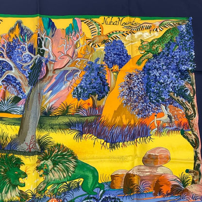 Hermes Carre 90 Scarf Nuba Mountain Nuba Mountain Navy 100% Silk