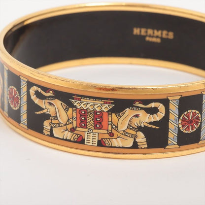 Hermes Emile GM Bangle With Elephant Pattern GP × Enamel Gold × Black Made In