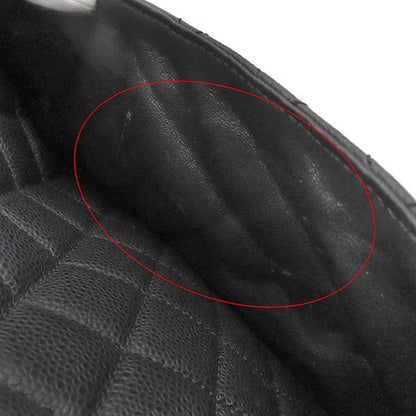 Chanel Gst Tote Bag Caviar Skin Black Silver Hardware Black Matelasse Chain