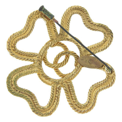 Chanel Clover Coco Mark Vintage Gold Plated 28 Ladies 16g Brooch