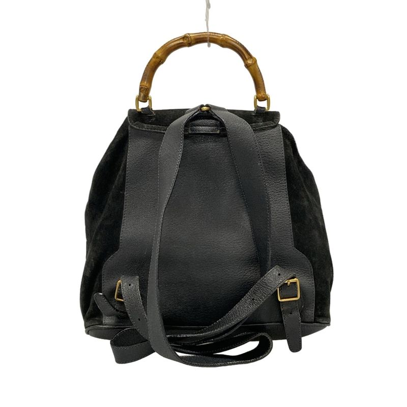 Gucci Backpack Sac Bamboo 32058 Black Leather