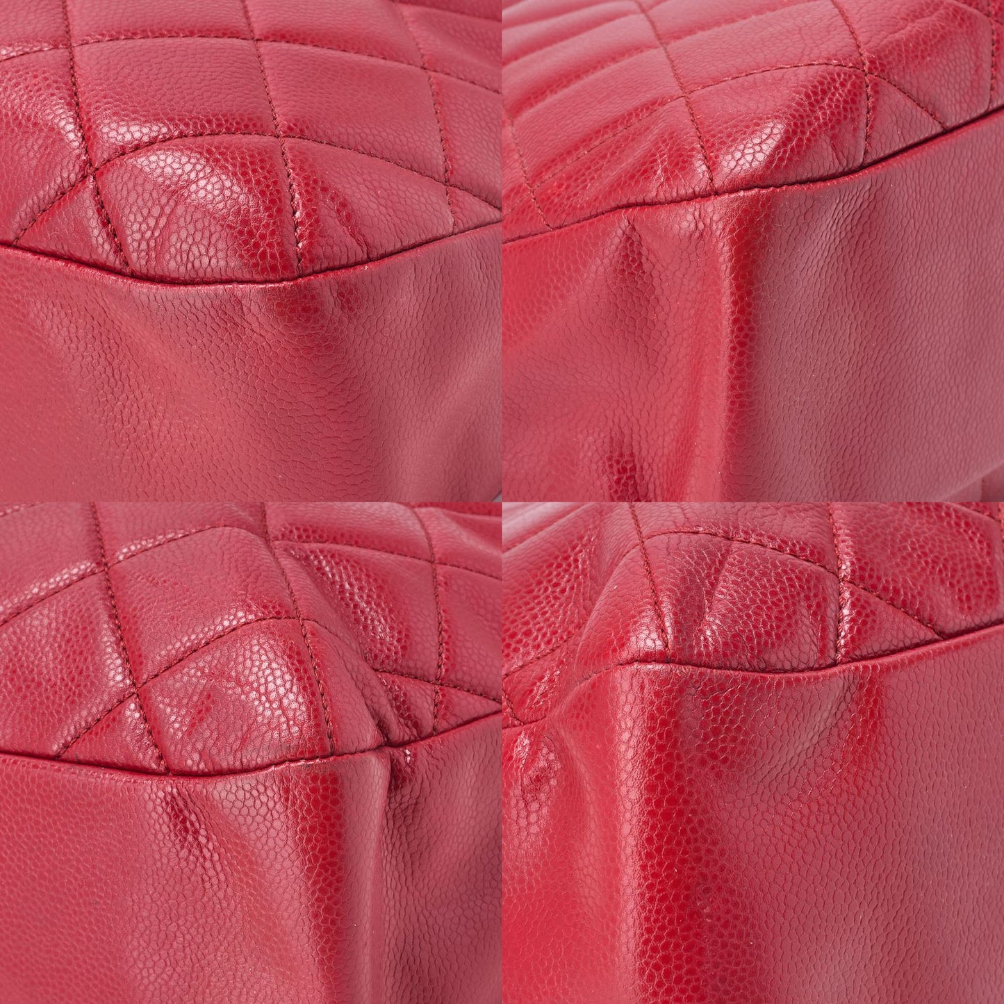 Chanel Shoulder Bag Matelasse Caviar Skin Red Coco Mark (silver Hardware)