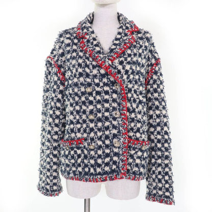CHANEL P70340k10023 Linen Cotton Coco Button Tweed Jacket Navy 36 Made In Italy