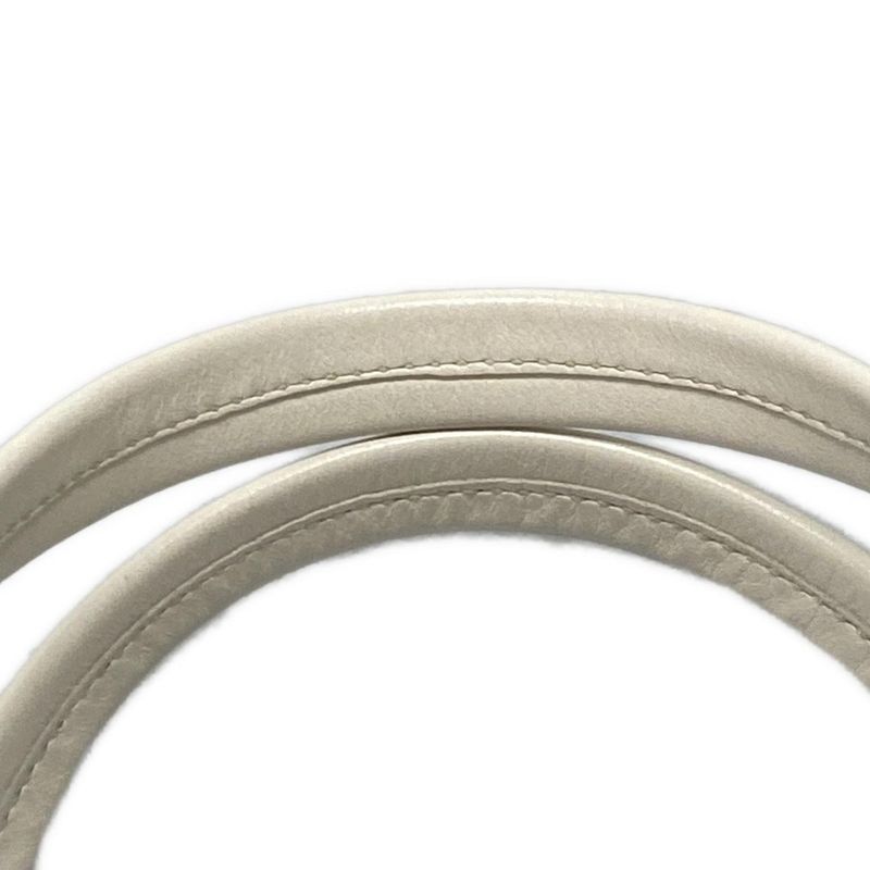 Prada Tote Bag - 1bg382 White Embossed Triangle Logo Leather