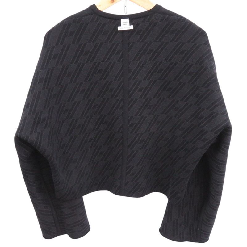 Hermes Collarless Knit Jacket Reversible Model Wool/cashmere Black Outerwear