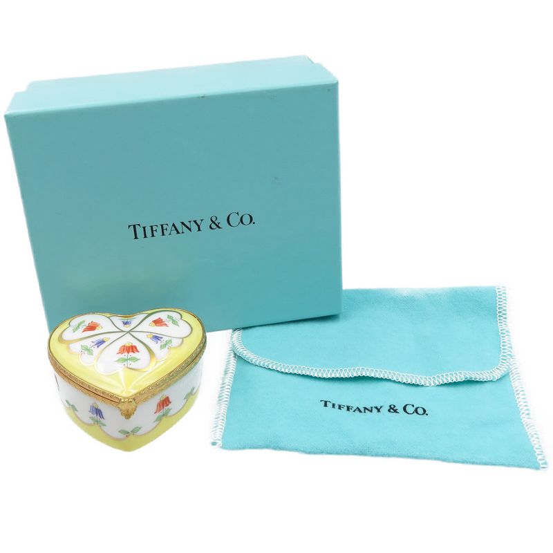 Tiffany & Co Vintage Heart Shape Flower Pottery GP Yellow White Accessory Case